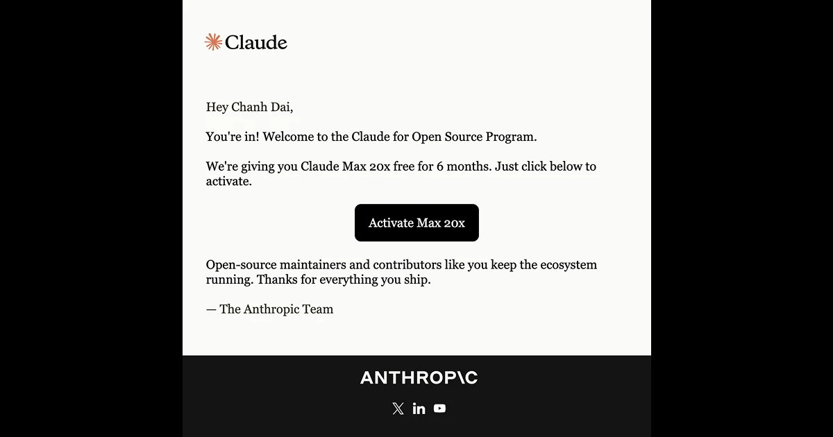 Welcome to the Claude for Open Source Program