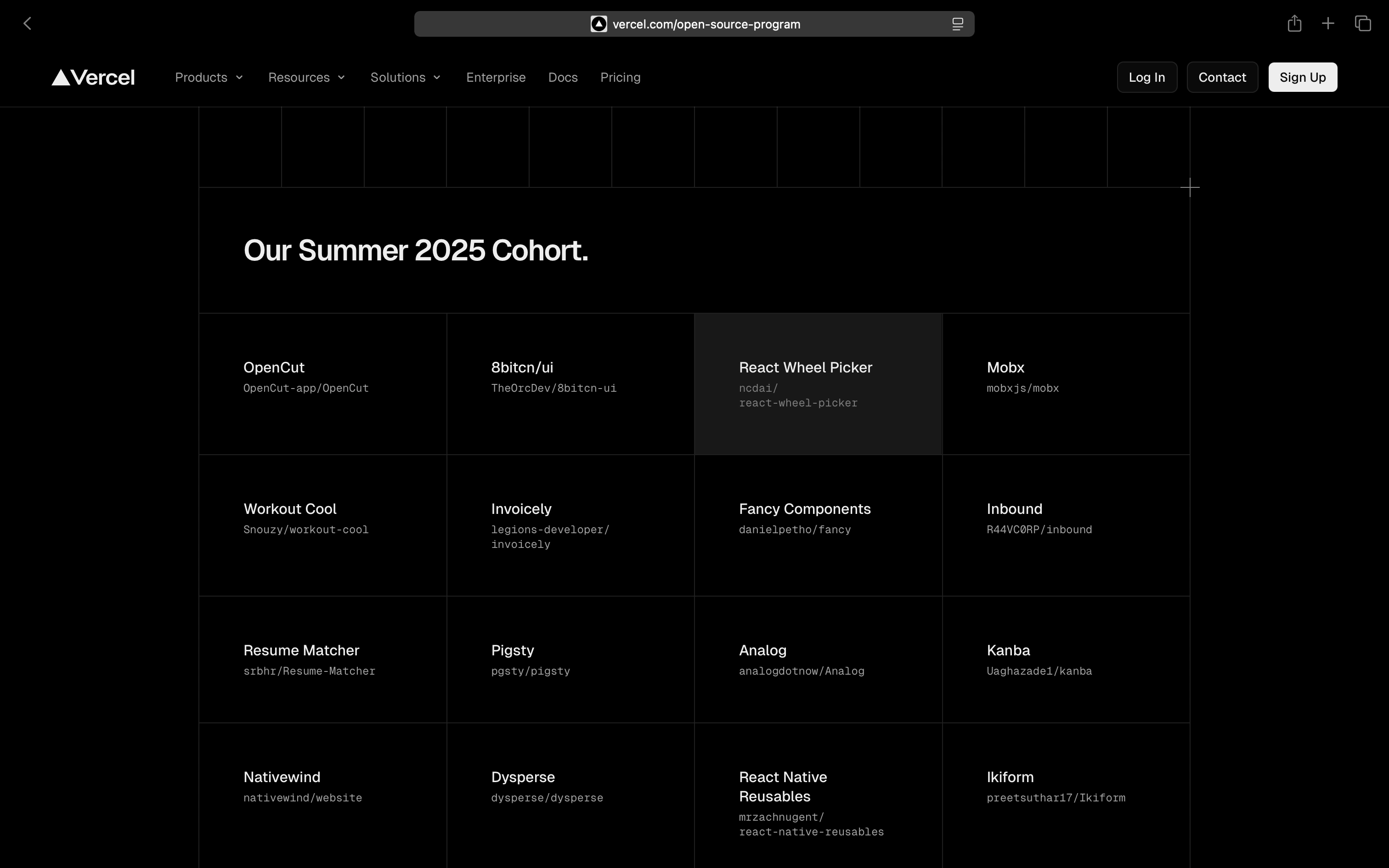 Vercel Open Source Program Summer 2025 Cohort